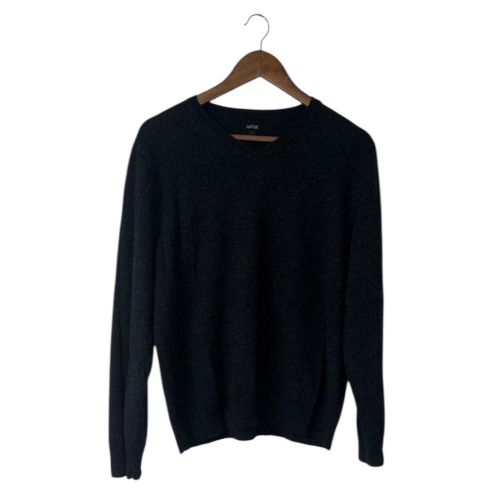Apt. 9 Charcoal Gray Merino Wool V-Neck Sweater Mens Size XL Soft Cozy Size XL